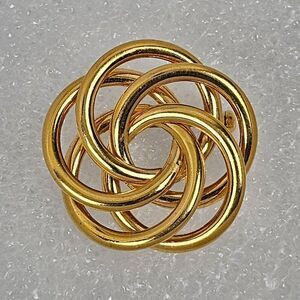 Vintage Napier Gold Tone Knot Swirl Interlocking Circle Rings Spiral Brooch Pin
